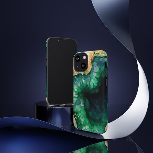 Green Geode in Watercolor - Impact Resistant Phone Case